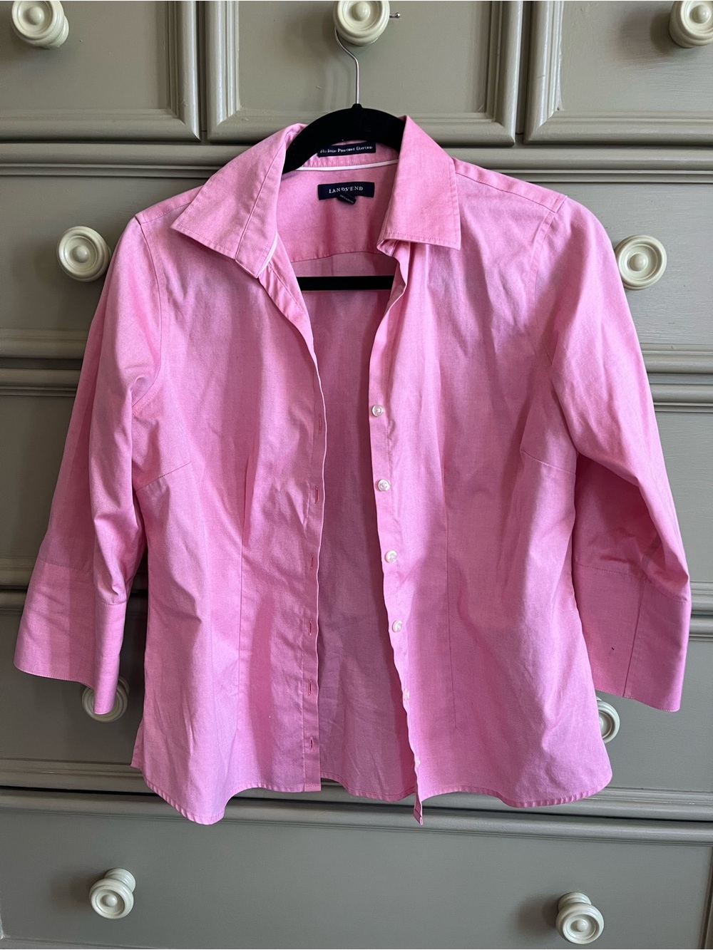 Lands' End Pink No Iron Pinpoint Oxford Shirt